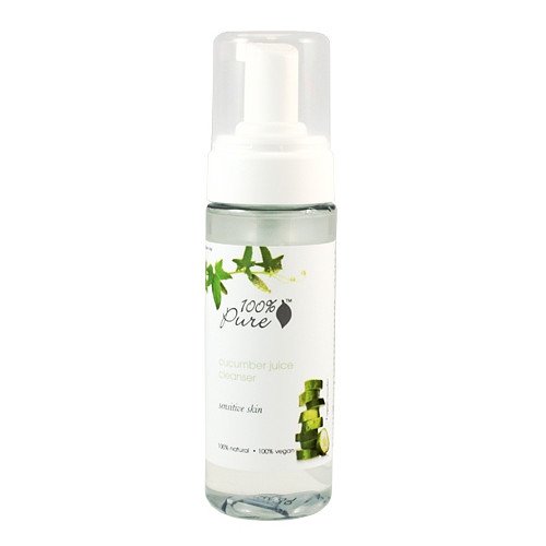 100% Pure Organic Cucumber Juice Facial Cleansing Foam on white background
