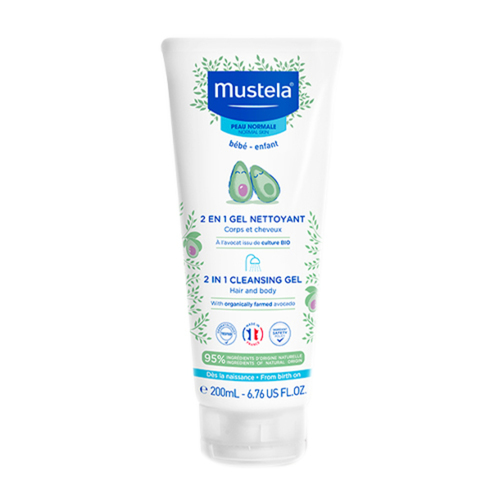 Mustela 2 in 1 Cleansing Gel on white background