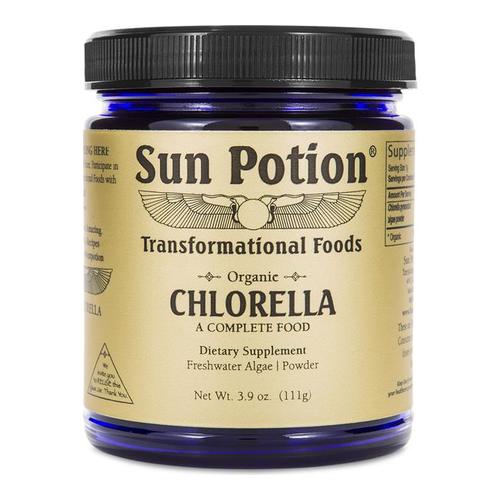 Sun Potion Chlorella Powder (Organic Algae Powder) on white background