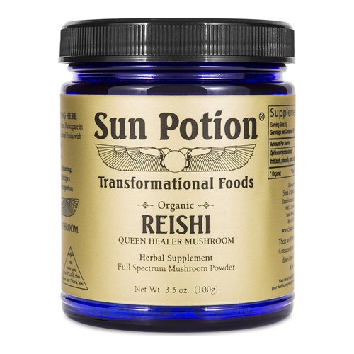 Sun Potion Reishi Mushroom Powder (Organic) on white background