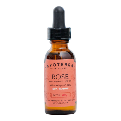 APOTERRA Rose Nourishing Serum with Rosehip + CoQ10 on white background
