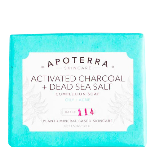 APOTERRA Activated Charcoal + Dead Sea Salt Complexion Soap on white background