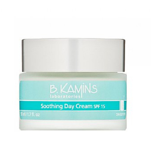 B Kamins Booster Blue Soothing Day Cream SPF 15 on white background
