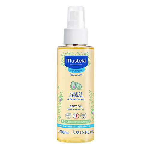 Mustela Baby Oil on white background