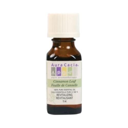 Aura Cacia Cinnamon Leaf on white background