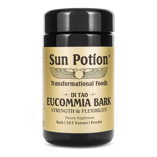 Sun Potion Eucommia Bark Extract Powder on white background