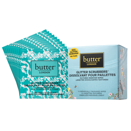 butter LONDON Glitter Scrubber Textured Remover Wipes on white background