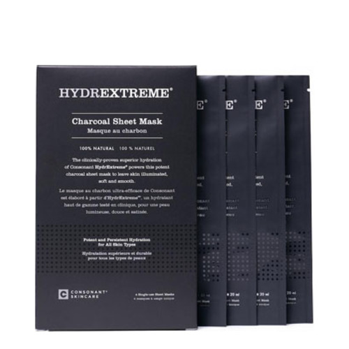 Consonant HydrExtreme  Charcoal Sheet Mask Box of 4 Masks on white background
