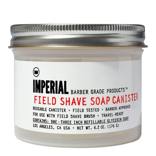 Naturally Yours Imperial Barber Products Field Shave Soap Canister on white background