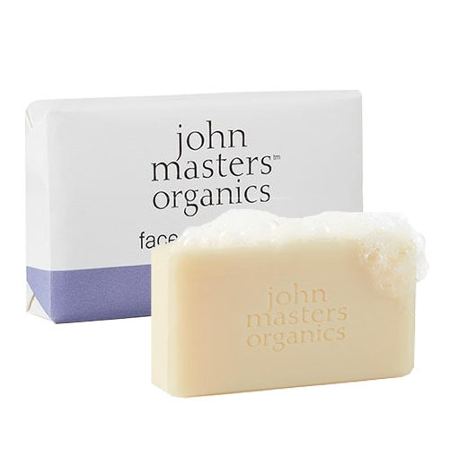 John Masters Organics Lavender, Rose Geranium and Ylang Ylang Soap, 128g/4.5 oz John Masters Organics Lavender, Rose Geranium and Ylang Ylang Soap on white background
