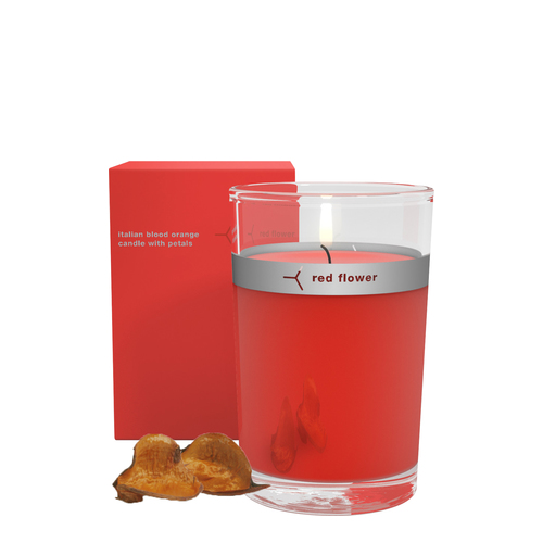 Red Flower Petal Topped Candle - Italian Blood Orange, 170g/6 oz