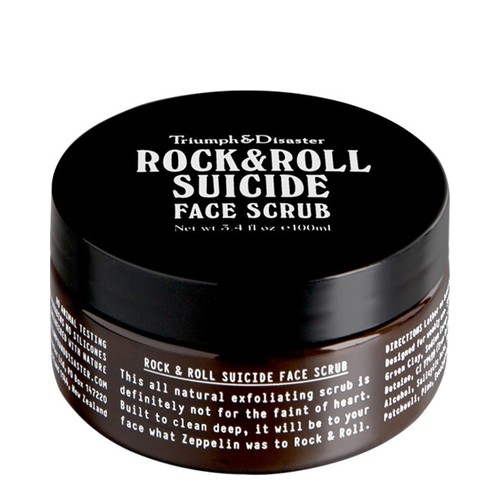 Triumph and Disaster Rock and Roll Suicide Face Scrub on white background