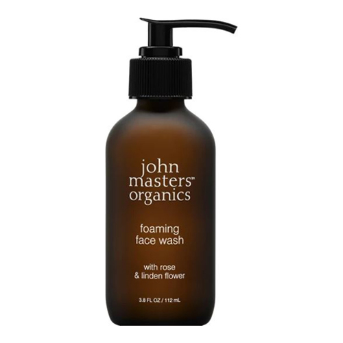 John Masters Organics Foaming Face Wash with Rose and Linden Flower on white background