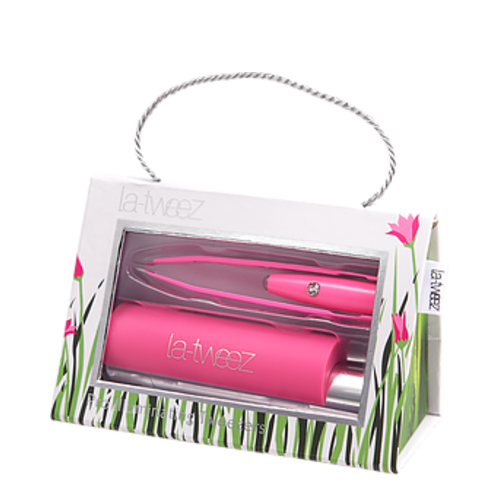 LaTweez Spring Pro Illuminating Tweezers with Lipstick Case and Triangle Box, 1 set