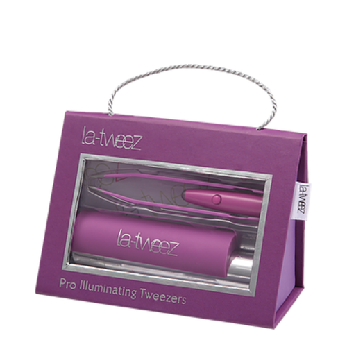 LaTweez Purple Pro Illuminating Tweezers with Lipstick Case and Triangle Box, 1 set