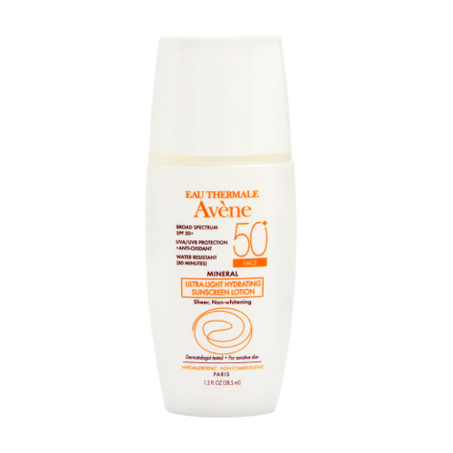 Avene Mineral Ultra-Light Hydrating Sunscreen Lotion SPF 50 + Face on white background