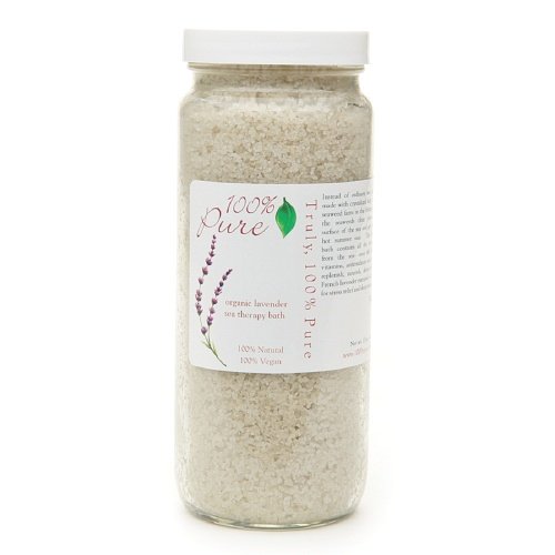 100% Pure Organic Lavender Sea Therapy Bath Soak on white background