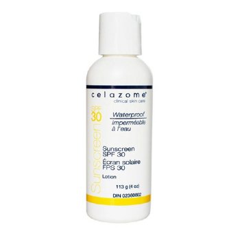 Celazome Waterproof Sunscreen SPF 30 on white background