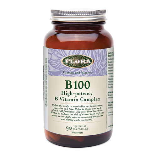 Flora B 100 High Potency B Vitamin Complex on white background