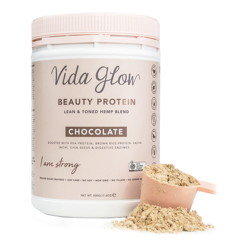 Vida Glow Beauty Protein - Chocolate on white background