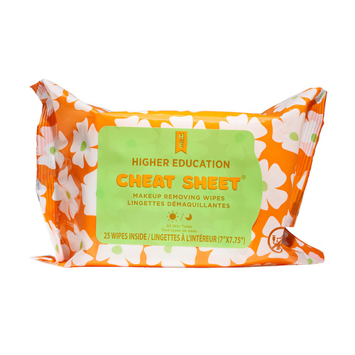 Higher Education Cheat Sheet Makeup Removing Wipes on white background
