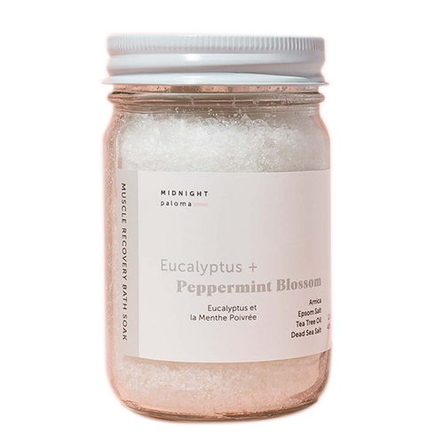 Midnight Paloma Eucalyptus + Peppermint Blossom Muscle Recovery Bath Soak on white background