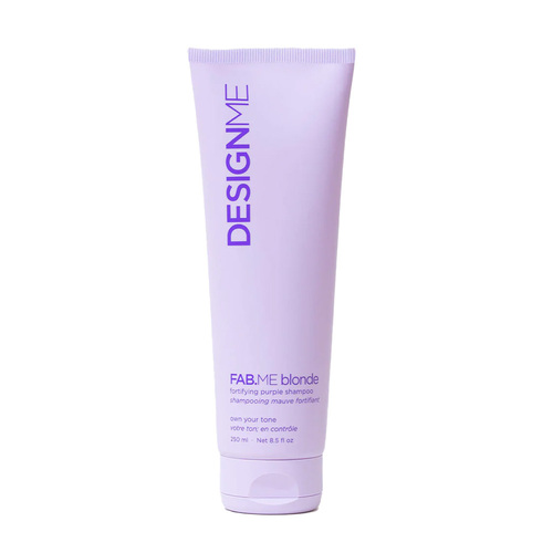 DESIGNME  Fab.Me Blonde Fortifying Purple Shampoo on white background