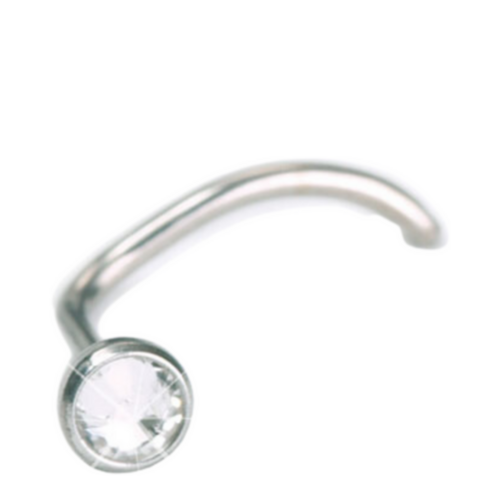 Blomdahl Nose Bezel, Crystal - Silver Titanium (Curved Shape Pin) (3mm) on white background