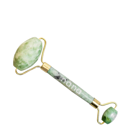 Nana Glow with It Cool Sculpt Jade Facial Roller on white background