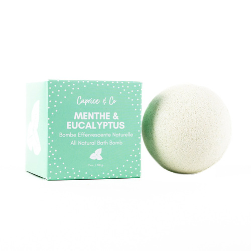 Caprice & Co. 100% Natural Bath Bombs - Grapefruit, 200g/7.05 oz Caprice & Co. 100% Natural Bath Bombs - Eucalyptus Mint on white background