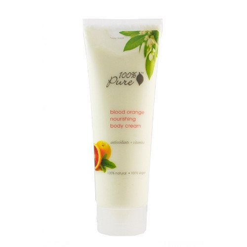 100% Pure Organic Vanilla Bean Body Cream, 236ml/8 oz 100% Pure Organic Blood Orange Body Cream on white background