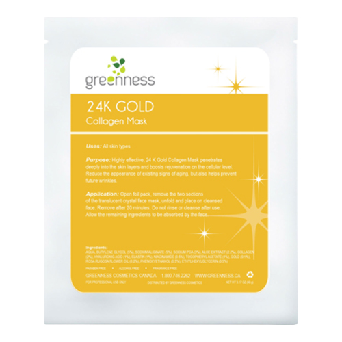 Greeness Cosmetics 24K Gold Collagen Mask, 90g/3.2 oz Greenness Cosmetics 24K Gold Collagen Mask on white background
