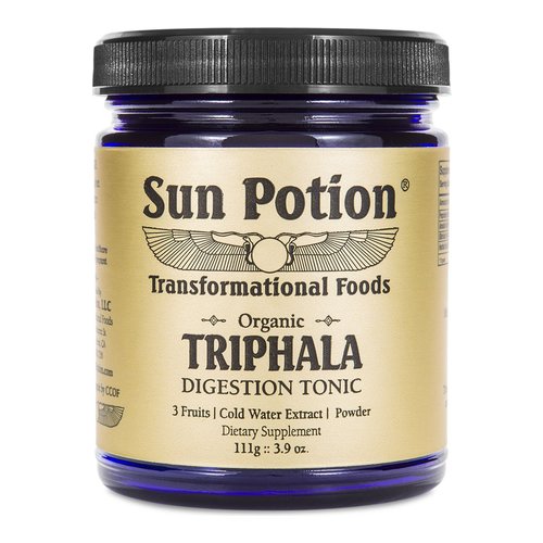 Sun Potion Triphala Organic Fruit Extract Powder, 111g/3.9 oz Sun Potion Triphala Organic Fruit Extract Powder on white background