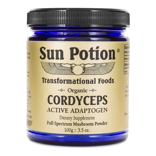 Sun Potion Cordyceps Mushroom Powder (Organic), 100g/3.5 oz Sun Potion Cordyceps Mushroom Powder (Organic) on white background
