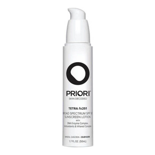 Priori Tetra fx251 - Tinted Sunscreen SPF 55 on white background