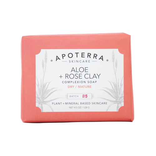APOTERRA Aloe + Rose Clay Complexion Soap, 128g/4.5 oz