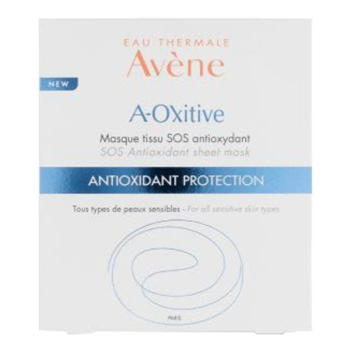Avene A-OXitive SOS Antioxidant Sheet Mask on white background