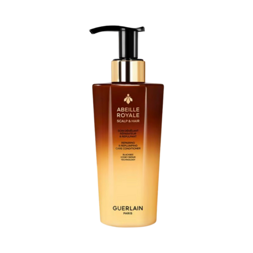 Guerlain Abeille Royale Repairing and Replumping Care Conditioner on white background