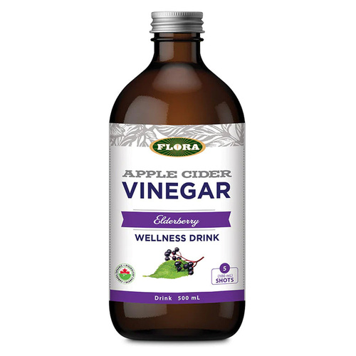 Flora Apple Cider Vinegar Shot - Elderberry, 500ml/16.9 fl oz