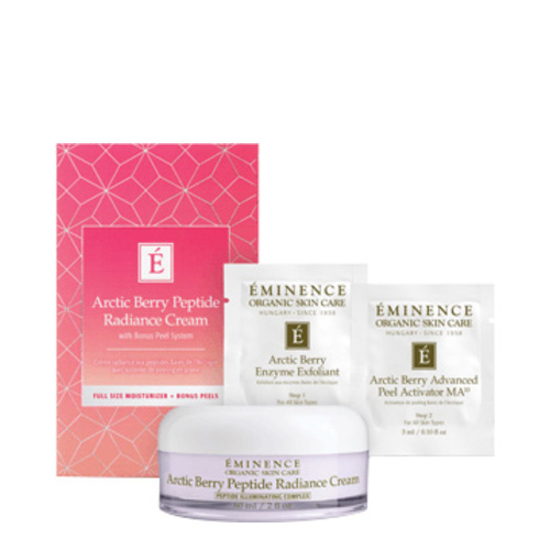 Eminence Organics Arctic Berry Peptide Radiance Cream (with Bonus Peel System) Gift Set on white background
