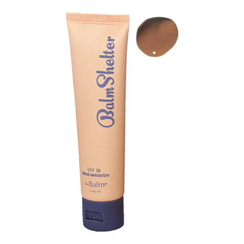 theBalm BalmShelter Tinted Moisturizer SPF 18 - Medium | Dark, 64ml/2.2 fl oz theBalm BalmShelter Tinted Moisturizer SPF 18 - After Dark on white background