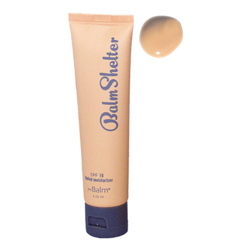 theBalm BalmShelter Tinted Moisturizer SPF 18 - Medium | Dark, 64ml/2.2 fl oz theBalm BalmShelter Tinted Moisturizer SPF 18 - After Dark on white background