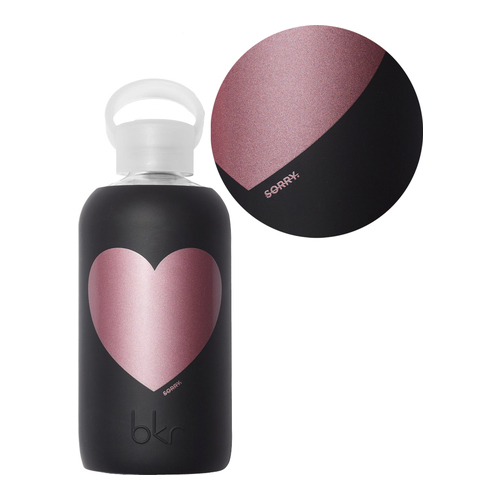 bkr Water Bottle - Jet Text Heart | Little (500ML), 1 piece bkr Water Bottle - Jet Text Heart | Little (500ML) on white background