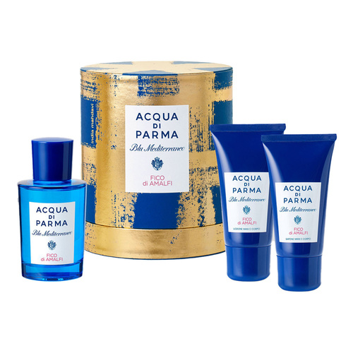 Acqua Di Parma Blu Mediterraneo Fico di Amalfi EDT Gift Set Trio, 1 set Acqua Di Parma Blu Mediterraneo Fico di Amalfi EDT Gift Set Trio on white background
