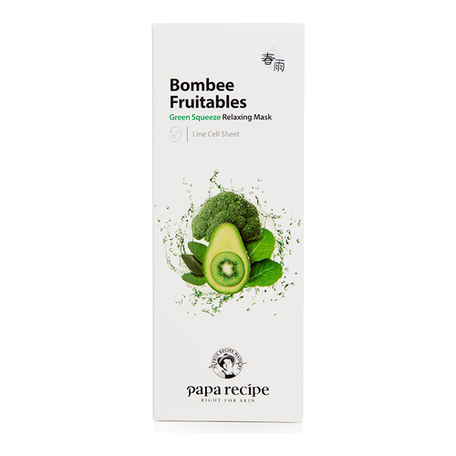 Papa Recipe Bombee Fruitables Green Squeeze Relaxing Mask, 10 sheets Papa Recipe Bombee Fruitables Green Squeeze Relaxing Mask on white background