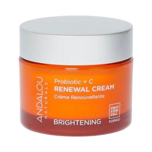 Andalou Naturals Brightening Probiotic + Vitamin C Renewal Cream, 50g/1.76 oz Andalou Naturals Brightening Probiotic + Vitamin C Renewal Cream on white background