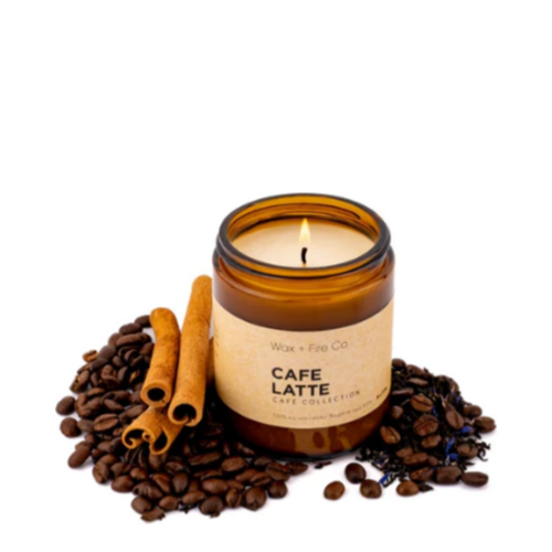 Wax + Fire Co. Cafe Latte Soy Candle, 237ml/8 fl oz Wax + Fire Co. Cafe Latte Soy Candle on white background