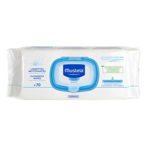 Mustela Cleansing Wipes, 70 wipes Mustela Cleansing Wipes on white background