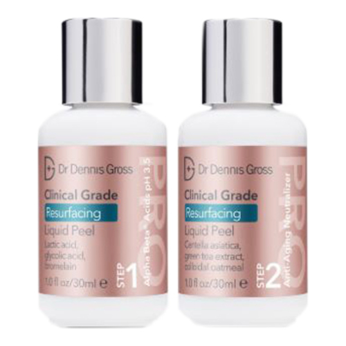 Dr Dennis Gross Clinical Grade Resurfacing Liquid Peel 2 steps, 2 x 30ml/1 fl oz Dr Dennis Gross Clinical Grade Resurfacing Liquid Peel 2 steps on white background