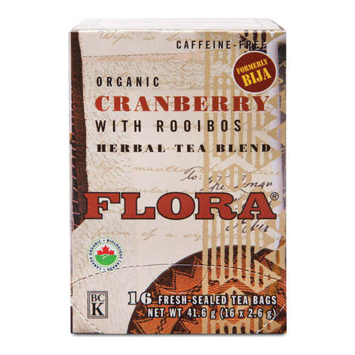 Flora Cranberry with Rooibos, 16 x 2.6g/0.09 oz Flora Cranberry with Rooibos on white background